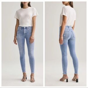 Agolde Sophie Ankle Skinny Lightly Distressed Jeans Saltwater